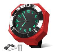 LEKEFETO Horloge de Moto Étanche, Horloge de Moto/Vélo pour Guidon, Horloges de Moto Lumineuses, Horloge pour Guidon de Moto, Accessoires pour Moto/Vélo, Diamètre 22-26 mm - Rouge