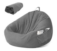 LEKEFETO Housse de Pouf pour Enfants - Housse de Pouf - sans Rembourrage - pour Femme et intérieur - Relaxation - Chambre - 80 x 90 cm - Gris