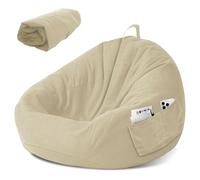 LEKEFETO Housse de pouf pour enfants - Housse de pouf - Sans rembourrage - Pour femme et intérieur - Relaxation - Chambre - 80 x 90 cm - Blanc cassé