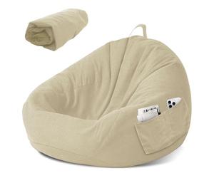 LEKEFETO Housse de pouf pour enfants - Housse de pouf - Sans rembourrage - Pour femme et intérieur - Relaxation - Chambre - 80 x 90 cm - Blanc cassé