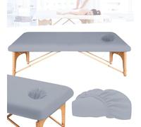 LEKEFETO Housse pour table de massage - 190 x 80 cm - Housse pour table de massage avec trou - Housse de couette élastique lavable - Anti-saleté - Pour table de beauté et de traitement - Gris foncé