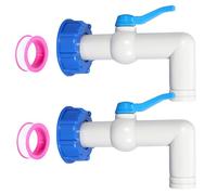 LEKEFETO IBC - Lot de 2 robinets d'écoulement - Avec adaptateur S60 x 6 - Robinet à boisseau sphérique de 1" avec embout de tuyau de 32 mm - Matériau PE pour réservoir d'eau/citerne d'eau de pluie