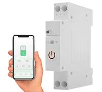 LEKEFETO Interrupteur WiFi intelligent rail chapeau 1P+N 16A-63A - Compatible avec Alexa & Google Home, Tuya/Smart Life App - Minuterie, commande vocale, protection contre les surintensités