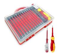 LEKEFETO Jeu de tournevis 26 en 1 isolés pour électricien avec boîte de rangement, tournevis magnétique, tournevis d'électricien pour réparations de bricolage