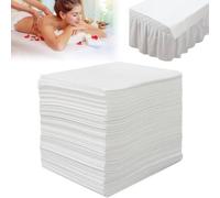 LEKEFETO Lot de 100 draps de lit jetables, housses pour lits de massage, jetables en tissu non tissé, pour tables de massage, spa, tatouage, salon de tatouage, 80 x 180 cm, blanc