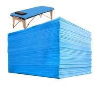 LEKEFETO Lot de 100 draps-housses jetables pour lits de massage, jetables en tissu non tissé, pour tables de massage, spa, tatouage, salon de tatouage, 80 x 180 cm, bleu