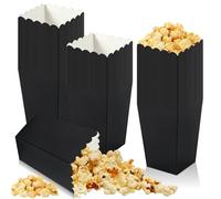 LEKEFETO Lot de 100 sachets à pop-corn réutilisables en carton, sacs en papier de fête, petits sacs à pop-corn, boîte à goûter pour soirée cinéma, fête d'anniversaire, Noël (noir)
