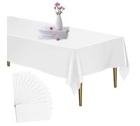 LEKEFETO Lot de 12 nappes jetables, imperméables, résistantes à l'huile, rectangulaires, pour fête, mariage, maison, pique-nique, anniversaire - Blanc - 137 x 274 cm