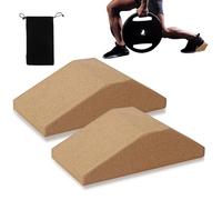 LEKEFETO Lot de 2 blocs compensés en liège pour squat - Antidérapants pour talon surélevé - Cale de mobilisation pour mobilisation, yoga, étirements de cheville