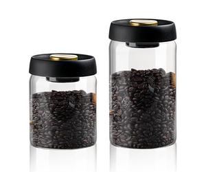 LEKEFETO Lot de 2 boîtes à café avec couvercle sous vide : 1200 ml + 900 ml, conservation durable, boîte à café sous vide, hermétique, pour thé, noix, cacao, reste frais