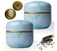 LEKEFETO Lot de 2 boîtes à thé pour thé en vrac, Boîte à thé ronde, Boîte à thé en métal, Récipient pour matcha, Boîte à thé scellée pour matcha avec couvercle, Pot à épices pour aliments dans la