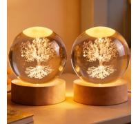 LEKEFETO Lot de 2 boules de cristal de 60 mm - Décoration d'arbre de vie - Cristal blanc - Gravure au laser - Boule de cristal de 60 mm avec socle - Pour veilleuse, salon, bureau, anniversaire
