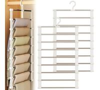 LEKEFETO Lot de 2 cintres pour pantalons peu encombrants - Cintres multiples, cintres pour pantalons, écharpes, serviettes, cravates