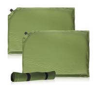 LEKEFETO Lot de 2 coussins d'assise gonflables : 40 x 30 x 2,5 cm, auto-gonflant, coussin de camping, ultra léger, coussin de siège de camping, vert