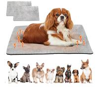 LEKEFETO Lot de 2 couvertures auto-chauffantes pour chat - 60 x 48 cm - Couverture chauffante pour chat et chien - Sans électricité - Antidérapante et lavable - Moelleuse et isolation thermique - Gris