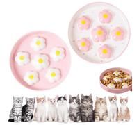 LEKEFETO Lot de 2 gamelles anti-glouton en céramique pour chat - Gamelles anti-glouton - Gamelles pour chat - Pour toutes les tailles de chats - 16 x 16 cm - Rose + blanc