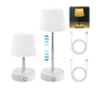 LEKEFETO Lot de 2 lampes de table LED rechargeables par USB : lampe de table sans fil réglable en hauteur, lampe de chevet tactile télescopique, rechargeable avec USB pour table de chevet, chambre à