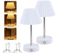 LEKEFETO Lot de 2 lampes de table sans fil réglables en hauteur : lampe de table LED rechargeable par USB, lampe de chevet tactile télescopique, rechargeable avec USB pour table de chevet, chambre à