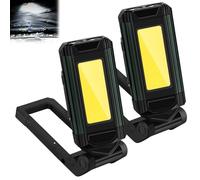 LEKEFETO Lot de 2 lampes de travail LED : lampe d'inspection à piles ultra lumineuse, lampe d'atelier, lampe de travail LED avec fonction pivotante et base magnétique, pour voiture, camping, atelier