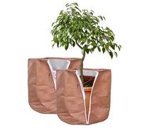 LEKEFETO Lot de 2 protections thermiques pour plantes : 40 x 40 cm, pots de protection hivernales, en film d'aluminium, pour plantes en pot, avec fermeture éclair et cordon de serrage, contre le gel