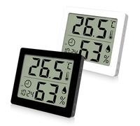 LEKEFETO Lot de 2 thermomètres-hygromètres numériques d'intérieur - Écran LCD de 3,2" - Grand écran LCD - Haute précision - Pour intérieur, chambre de bébé, salon, bureau