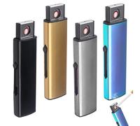 LEKEFETO Lot de 4 briquets tempête électroniques : Coupe-Vent, Briquet électrique avec Port USB, allumage Double Face, Briquet tempête sans Flamme, Rechargeable par USB, sans gaz