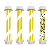 LEKEFETO Lot de 4 grands pièges à mouches pour l'intérieur et l'extérieur - Avec bandes réfléchissantes et adhésives - Pour l'intérieur et l'extérieur - Jaune