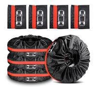 LEKEFETO Lot de 4 housses de pneu rouges de 80 cm : protection des pneus en polyester imperméable, housse de protection pour pneus d'hiver et pneus d'été, housse de pneu stable pour le stockage des