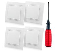 LEKEFETO Lot de 4 interrupteurs marche/arrêt encastrés 10 A : 250 V Tout-en-un Interrupteur Visage en blanc, Interrupteur de lumière, Interrupteur de lumière encastré avec tournevis, Interrupteur