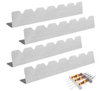 LEKEFETO Lot de 4 racks à brochettes pour barbecue : support pour 6 brochettes, porte-brochettes en acier inoxydable, accessoires de barbecue, pour le camping et la randonnée