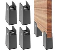 LEKEFETO Lot de 4 rehausseurs de meubles réglables de 10 cm - Pour pieds de chaise ronds carrés de 10 à 37 mm de large - Pour canapé, table, chaise, lit, armoire - Noir