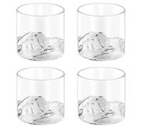 LEKEFETO Lot de 4 verres à whisky : tasses à whisky 200 ml, ensemble irrégulier, verre montagnes sommets, gobelets élégants bourbon