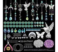 LEKEFETO Lot de 400 attrape-soleil en cristal - Kit de bricolage - Pendentif en cristal - Décoration de fenêtre - Attrape-soleil - Carillon éolien avec colibri argenté - Décoration à suspendre pour