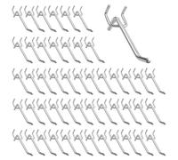 LEKEFETO Lot de 50 Crochets pour Mur Perforé Porte-Outils 10 cm, Crochets pour Panneau à Trous en Acier Inoxydable, Étagère Garage Atelier Accessoire, Écartement 3,2 cm