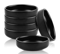LEKEFETO Lot de 6 bols à soja, en céramique, pour sauce, épices, sushis, ketschup, barbecue (noir)