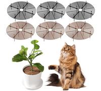 LEKEFETO Lot de 6 grilles de protection rondes pour plantes, 30 cm, grille pour pots, protection pour chats et enfants, couverture pour pots (noir et brun)