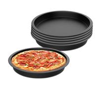 LEKEFETO Lot de 6 plaques de cuisson à pizza : plaque à pizza Ø 20 cm, moule à pizza rond en acier inoxydable avec revêtement antiadhésif, pour pizza, tartes flambées, durables et faciles à nettoyer