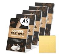 LEKEFETO Lot de 6 présentoirs de table A5 inclinés : acrylique - Support de table en L - Transparent DIN A5 - Avec ruban adhésif double face pour présentation publicitaire, pour foires et événements