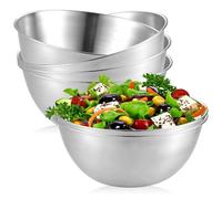 LEKEFETO Lot de 6 Saladiers en Acier Inoxydable : Bol Mélangeur Avec Marques de Mesure - Multifonction, Épais (16,8 x 6,8 x 8,5 cm)