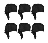 LEKEFETO Lot de 6 toques de chef pour homme et femme - Bandana réglable - Noir - Pour restaurants, hôtels, écoles, cuisines, bars, magasins, Noir