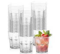 LEKEFETO Lot de 60 gobelets réutilisables en plastique rigide transparent - 200 ml - Pour Noël, fêtes, mariages