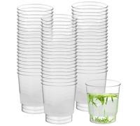 LEKEFETO Lot de 60 verres réutilisables, 200 ml, gobelets de fête, empilables, en matériau PS, verres à cocktail transparents, pour mariages, fêtes et fêtes de jardin (7,4 x 6,8 cm)
