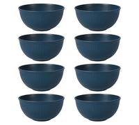 LEKEFETO Lot de 8 bols à céréales en plastique incassable, réutilisables, bols à salade, bols à soupe au micro-ondes et au lave-vaisselle - Bleu foncé, 680 ml