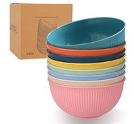 LEKEFETO Lot de 8 bols à céréales en plastique incassable - Réutilisables - Saladiers - Bol à soupe - Passe au micro-ondes et au lave-vaisselle - 8 couleurs, 680 ml