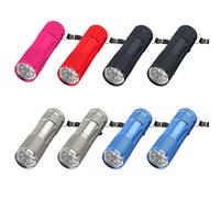 LEKEFETO Lot de 8 mini lampes de poche LED : lampe de poche pour enfants Mini lampe de poche LED avec 9 LED, étanche, petite lampe de poche en aluminium pour enfants, pour urgence, extérieur, camping