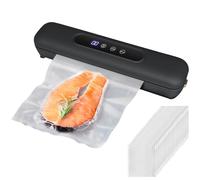 LEKEFETO Machine à emballer sous vide avec 20 sacs sous vide, compacte, pour aliments, facile à utiliser avec écran tactile étanche, soudeuse de film avec une longueur de scellage de 25 cm (noir)