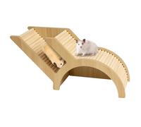 LEKEFETO Maison en bois pour hamster - Tunnel pour hamster - Cachette pour hamster - Jouet pour animaux de compagnie, hamsters nains, gerbilles, dégus - 14,5 x 31,6 x 10,5 cm