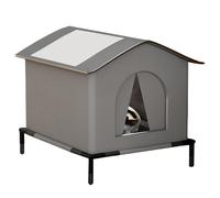 LEKEFETO Niche pour chat d'extérieur résistante à l'hiver - Maison pour chat chaude imperméable avec base surélevée et isolation - Tente résistante aux intempéries pour chats errants et petits animaux