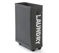 LEKEFETO Panier à linge pliable avec roulettes : 42 L Oxford Panier à linge pliable en tissu Oxford Panier à linge étanche pour chambre à coucher, buanderie, salle de bain - Gris foncé, 57 x 39 x 19