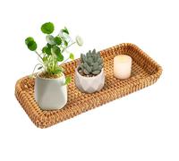 LEKEFETO Panier de rangement en rotin tressé - Panier de rangement pour salle de bain - Pour tiroirs, cuisine, salon - 27,5 x 11 x 4 cm